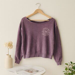 PINKVictoria’s Secret Women’s Off Shoulder Pullover M Purple Washed Cozy Sweats